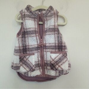 59 Aspen Kids Pink and White Cozy Sherpa Full Zip Vest size 2 pockets